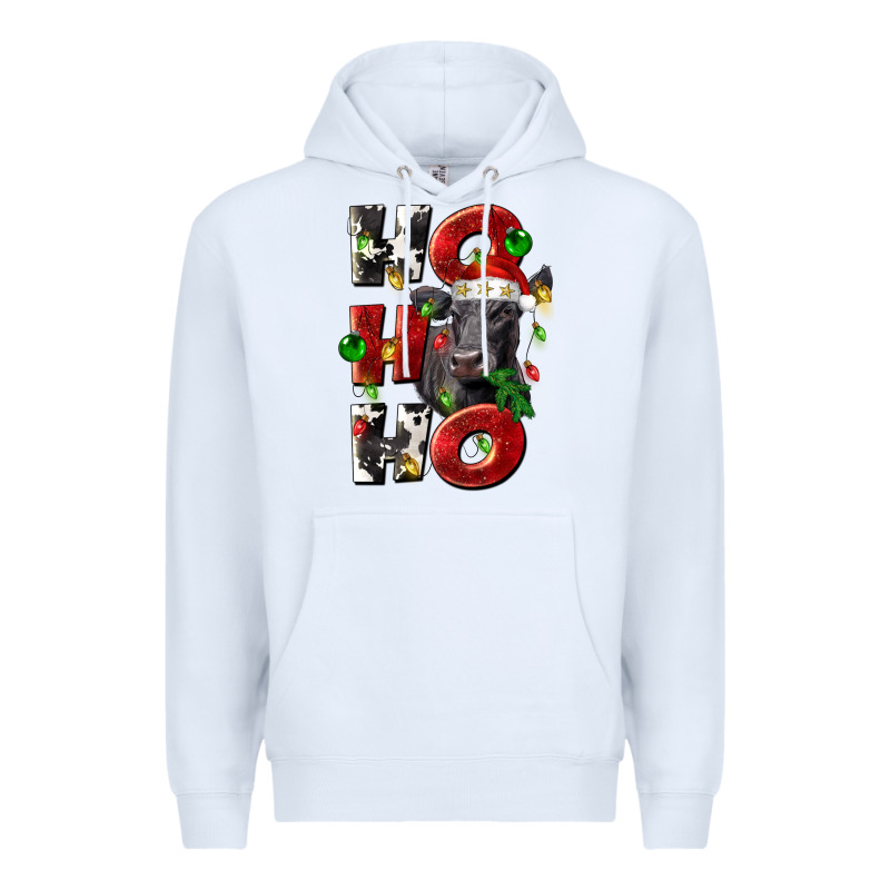 Christmas Ho Ho Ho Black Angus Premium Hoodie by LillyAllenDesigns | Teevron