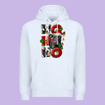 Christmas Ho Ho Ho Black Angus Premium Hoodie Designed By Lillyallendesigns