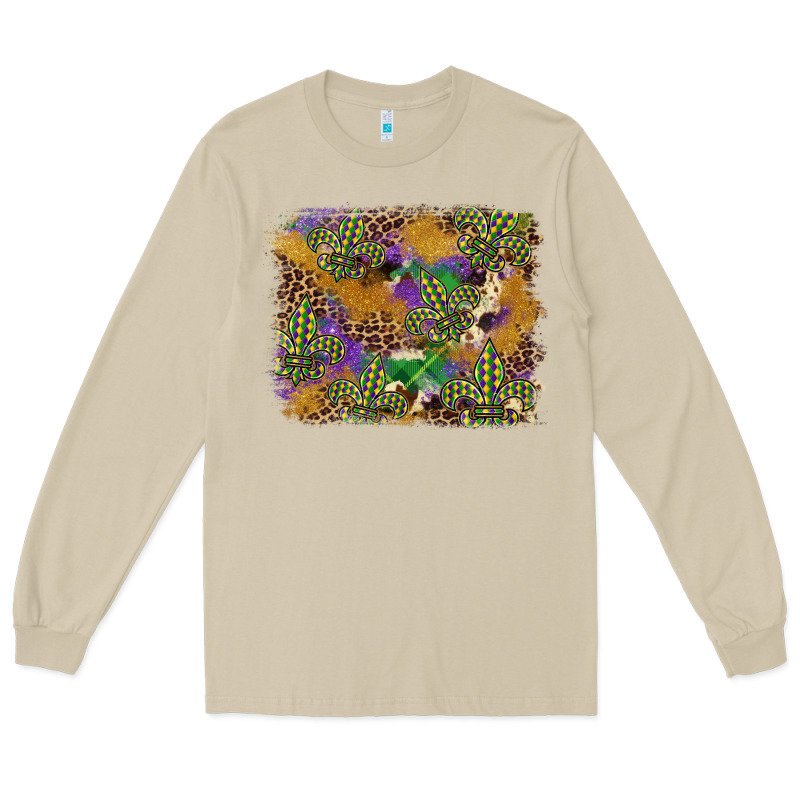 Mardi Gras Plaid Purple Glitter Cowhide  Leopard Long Sleeve Tee by FaDigitalArtStudio | Teevron