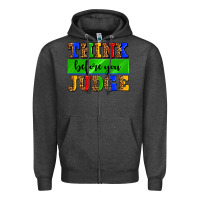 Charcoal Heather think before you judge Zipper Hoodie - AdoDesignShop