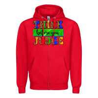 Red think before you judge Zipper Hoodie - AdoDesignShop
