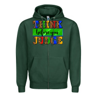 Sports Green think before you judge Zipper Hoodie - AdoDesignShop