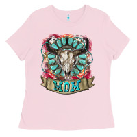 Bubblegum Pink Mom Bull Skull Mother's Day Ladies Tee - CowGirlArtShop