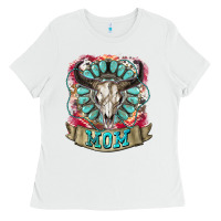 White Mom Bull Skull Mother's Day Ladies Tee - CowGirlArtShop