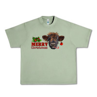 Oil Green Merry Christmas Calf Urban Heavy Tee - RanaPortraitStore