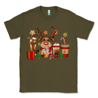Army Green reindeer coffe cups christmas Classic Tee - CowGirlArtShop