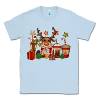 Dusty Blue reindeer coffe cups christmas Classic Tee - CowGirlArtShop