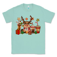 Seafoam reindeer coffe cups christmas Classic Tee - CowGirlArtShop
