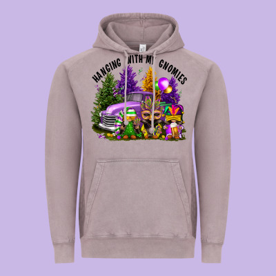 Mardi Gras Hanging With My Gnomies Vintage Hoodie Designed By Fadigitalartstudio