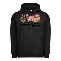Pigment Black peace love golden retriever Urban Hoodie - JahusDesignShop