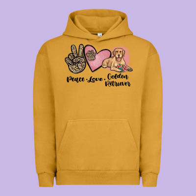 Peace Love Golden Retriever Urban Hoodie Designed By Jahusdesignshop