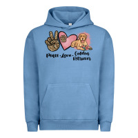 Pigment Pebble Blue peace love golden retriever Urban Hoodie - JahusDesignShop