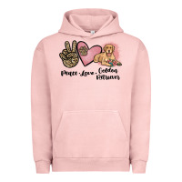 Pigment Salmon peace love golden retriever Urban Hoodie - JahusDesignShop