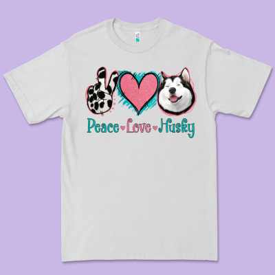 Peace Love Husky Premium Tee Designed By Jasminsmagicworld