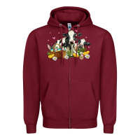 Burgundy easter cows with chicks Zipper Hoodie - AdoDesignShop