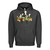 Charcoal Heather easter cows with chicks Zipper Hoodie - AdoDesignShop