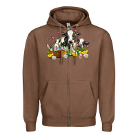 Chestnut easter cows with chicks Zipper Hoodie - AdoDesignShop