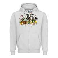 Dove Grey easter cows with chicks Zipper Hoodie - AdoDesignShop
