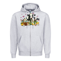 Heather Grey easter cows with chicks Zipper Hoodie - AdoDesignShop