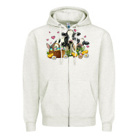 Oatmeal Heather easter cows with chicks Zipper Hoodie - AdoDesignShop