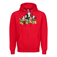 Red easter cows with chicks Zipper Hoodie - AdoDesignShop