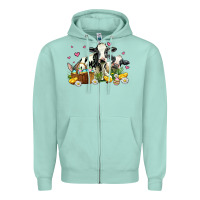 Seafoam easter cows with chicks Zipper Hoodie - AdoDesignShop