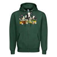 Sports Green easter cows with chicks Zipper Hoodie - AdoDesignShop