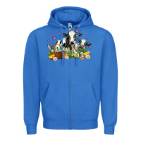 True Royal easter cows with chicks Zipper Hoodie - AdoDesignShop