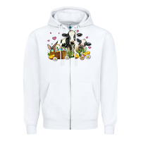 White easter cows with chicks Zipper Hoodie - AdoDesignShop