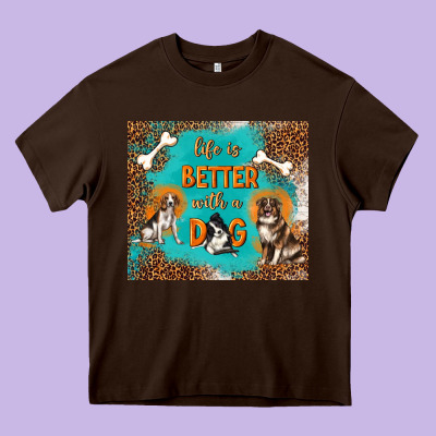 Life Is Better With A Dog Heavy Core Tee Designed By Tumblerdesignbyshophia