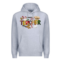 Heather Grey christmas teacher Premium Hoodie - LillyAllenDesigns