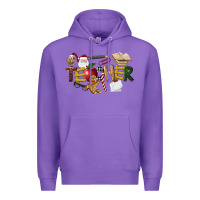 Purple christmas teacher Premium Hoodie - LillyAllenDesigns