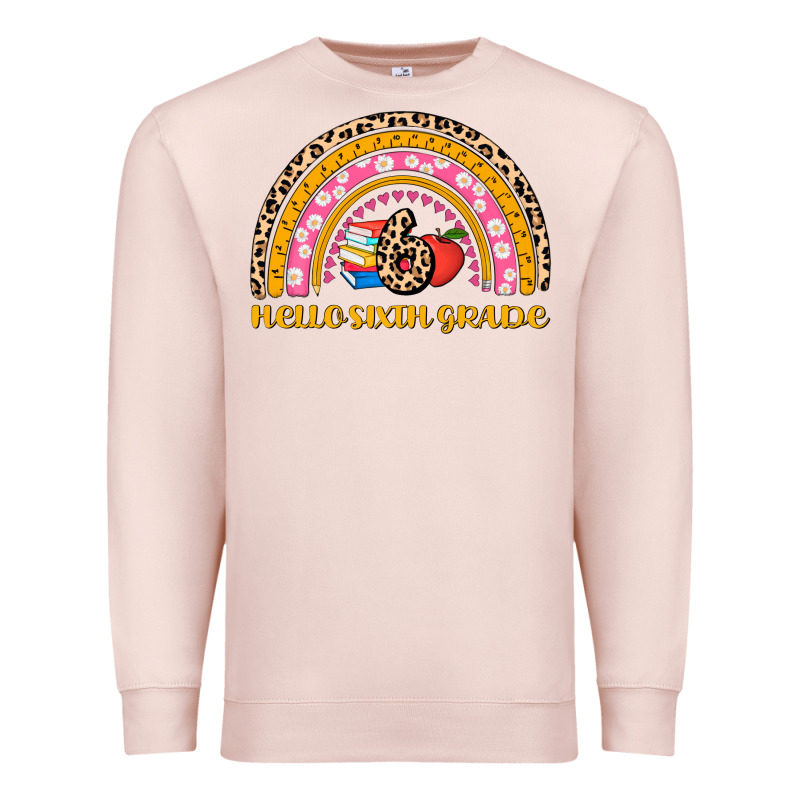 Back To School Rainbow Hello Sixth Grade Premium Sweatshirt by AdoDesignShop | Teevron