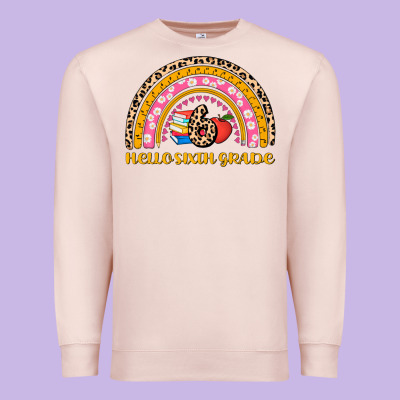 Back To School Rainbow Hello Sixth Grade Premium Sweatshirt Designed By Adodesignshop
