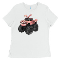 White Easter monster truck Easter Day Ladies Tee - HowdyJamesFarm