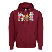 Burgundy easter coffee cups Zipper Hoodie - AdoDesignShop