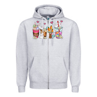 Heather Grey easter coffee cups Zipper Hoodie - AdoDesignShop