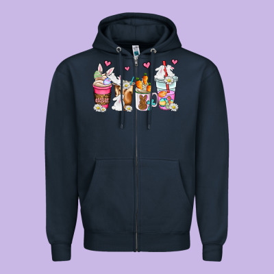 Easter Coffee Cups Zipper Hoodie Designed By Adodesignshop