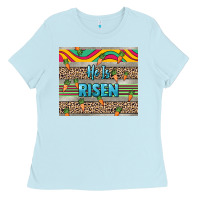 Baby Blue He is risen tumbler Easter Day Ladies Tee - HowdyJamesFarm