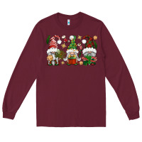 Burgundy Christmas Gnomes Long Sleeve Tee - BundleAndBundleShop