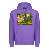 Purple It's St. Patrick's Day Rooster And Chicken Premium Hoodie - RanaPortraitStore