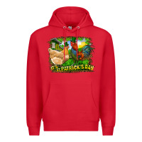 Red It's St. Patrick's Day Rooster And Chicken Premium Hoodie - RanaPortraitStore
