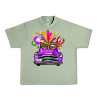 Oil Green Mardi Gras Truck Leopard Mask Urban Heavy Tee - FaDigitalArtStudio
