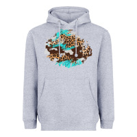 Heather Grey cowhide leopard turquoise patch Heavyweight Hoodie - AdoDesignShop