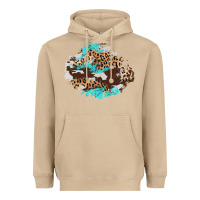 Cowhide Leopard Turquoise Patch Heavyweight Hoodie | Teevron