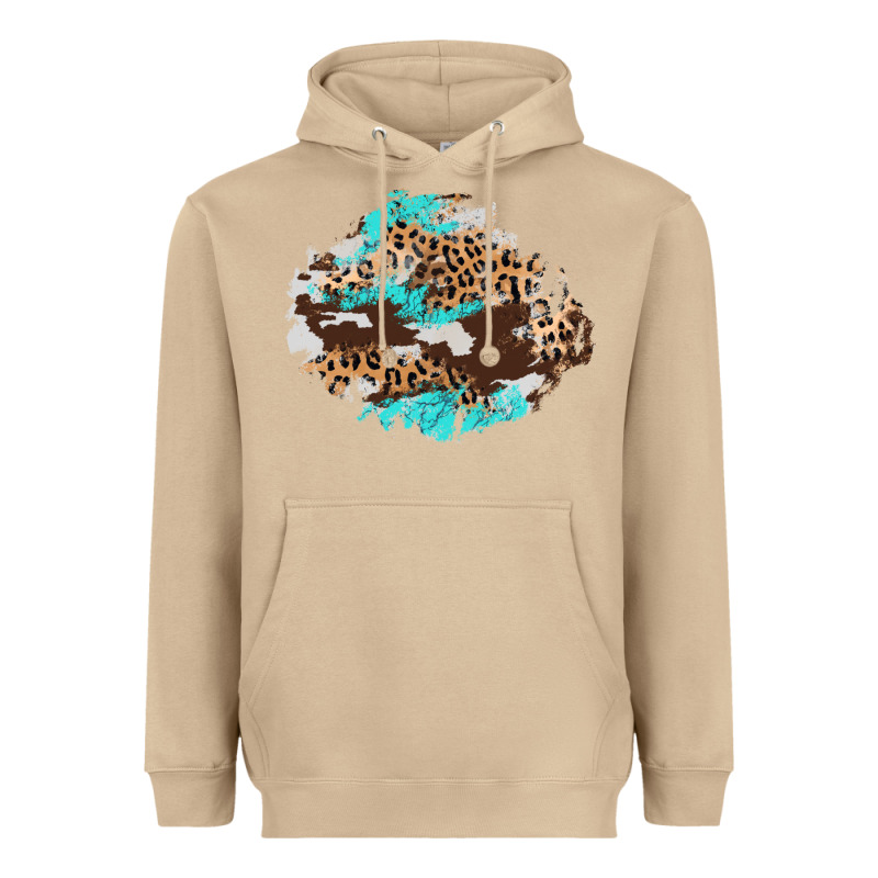 Cowhide Leopard Turquoise Patch Heavyweight Hoodie by AdoDesignShop | Teevron