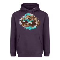 Plum cowhide leopard turquoise patch Heavyweight Hoodie - AdoDesignShop