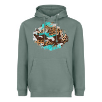 Sage cowhide leopard turquoise patch Heavyweight Hoodie - AdoDesignShop
