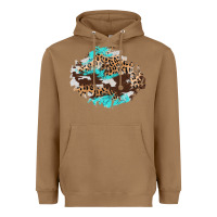 Toasted Coconut cowhide leopard turquoise patch Heavyweight Hoodie - AdoDesignShop