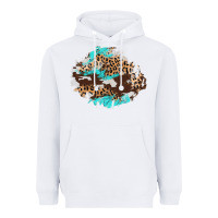 White cowhide leopard turquoise patch Heavyweight Hoodie - AdoDesignShop